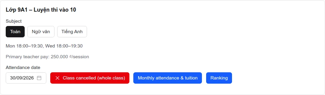 Pick subject and date