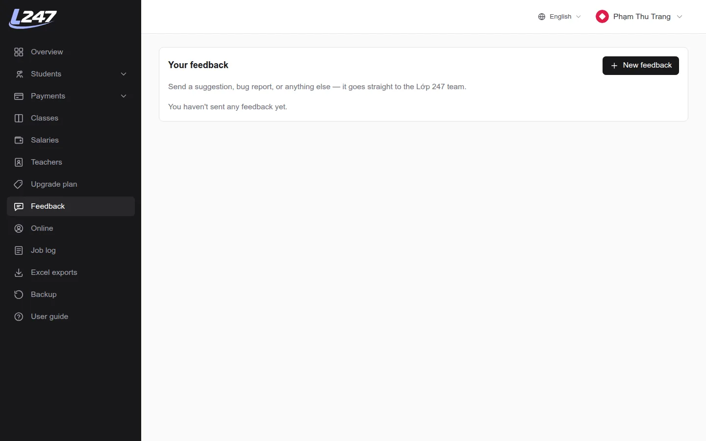 Feedback page